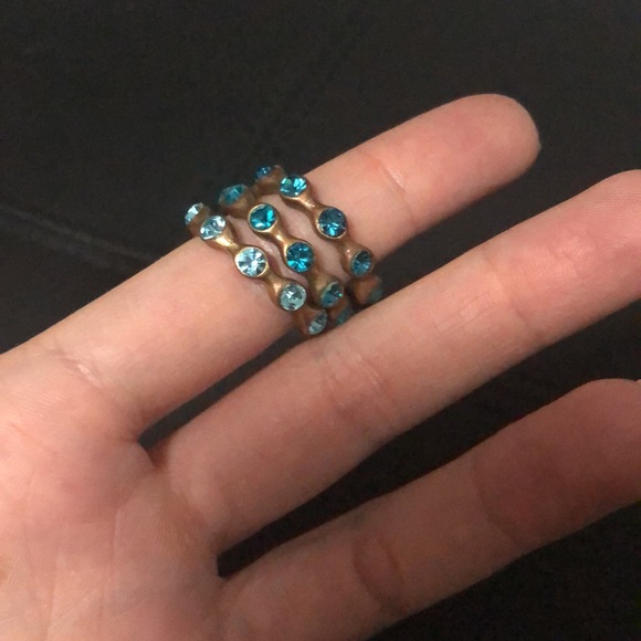 Stackable blue gemmed rings - size 7 or 8 - Picture 3 of 3